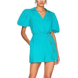 BCBG Turquoise Puff Sleeve Romper
